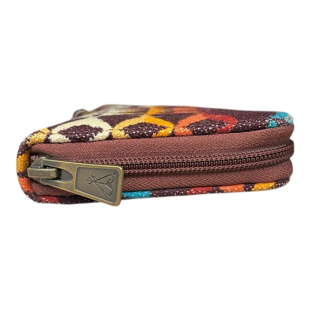 Pendleton Brown Wallet with Teal, Rust & Gold Geometric Pattern